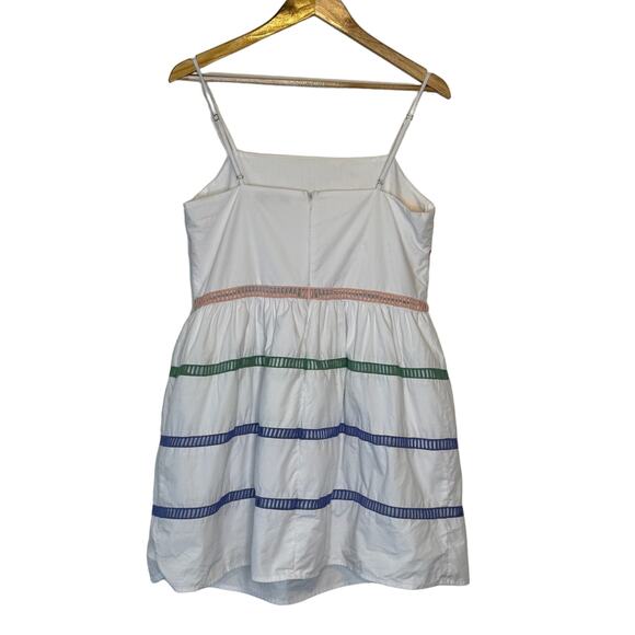 English Factory Dress Women Medium White Rainbow Stripe Poplin Mini Clean Girl - Picture 2 of 11